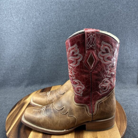 J.B. Dillon Reserve JBR2003D Men’s Size 10D Tan Red Leather Western Cowboy Boot - Picture 4 of 10